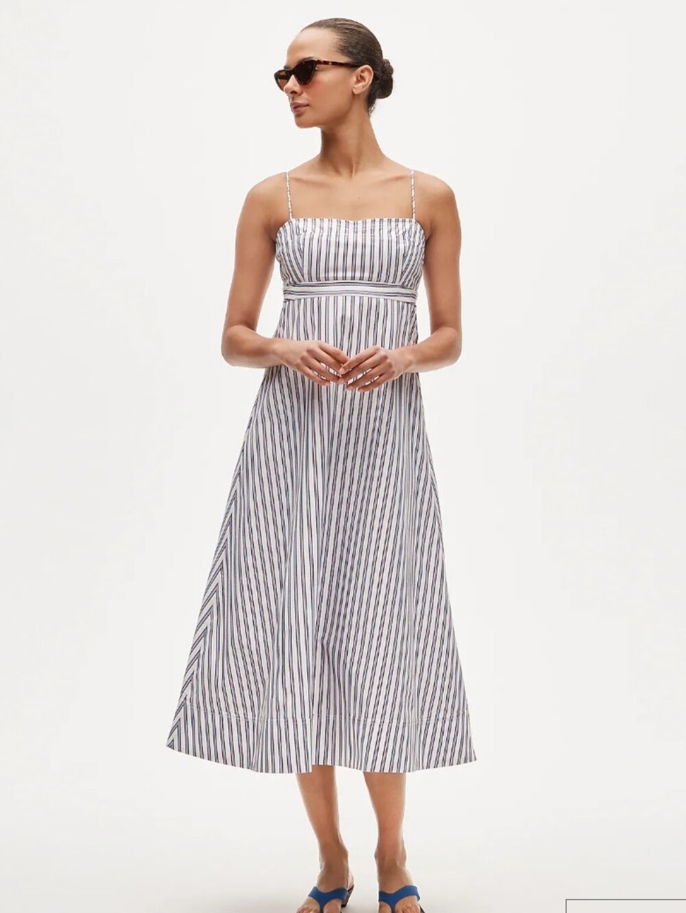 J Crew Empire-waist dress in striped cotton poplin CV304 Size 12